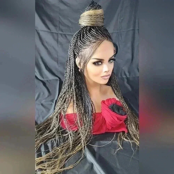 Beautiful Braided lace wig, short wig ombre wigs, afro wig, 100% handmade NWT - Picture 12 of 15